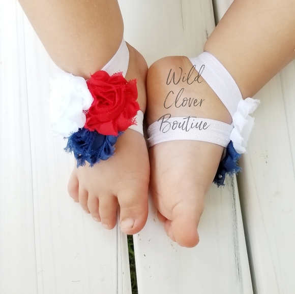 Baby girl 4th of july barefoot sandals - Picture 1 of 1